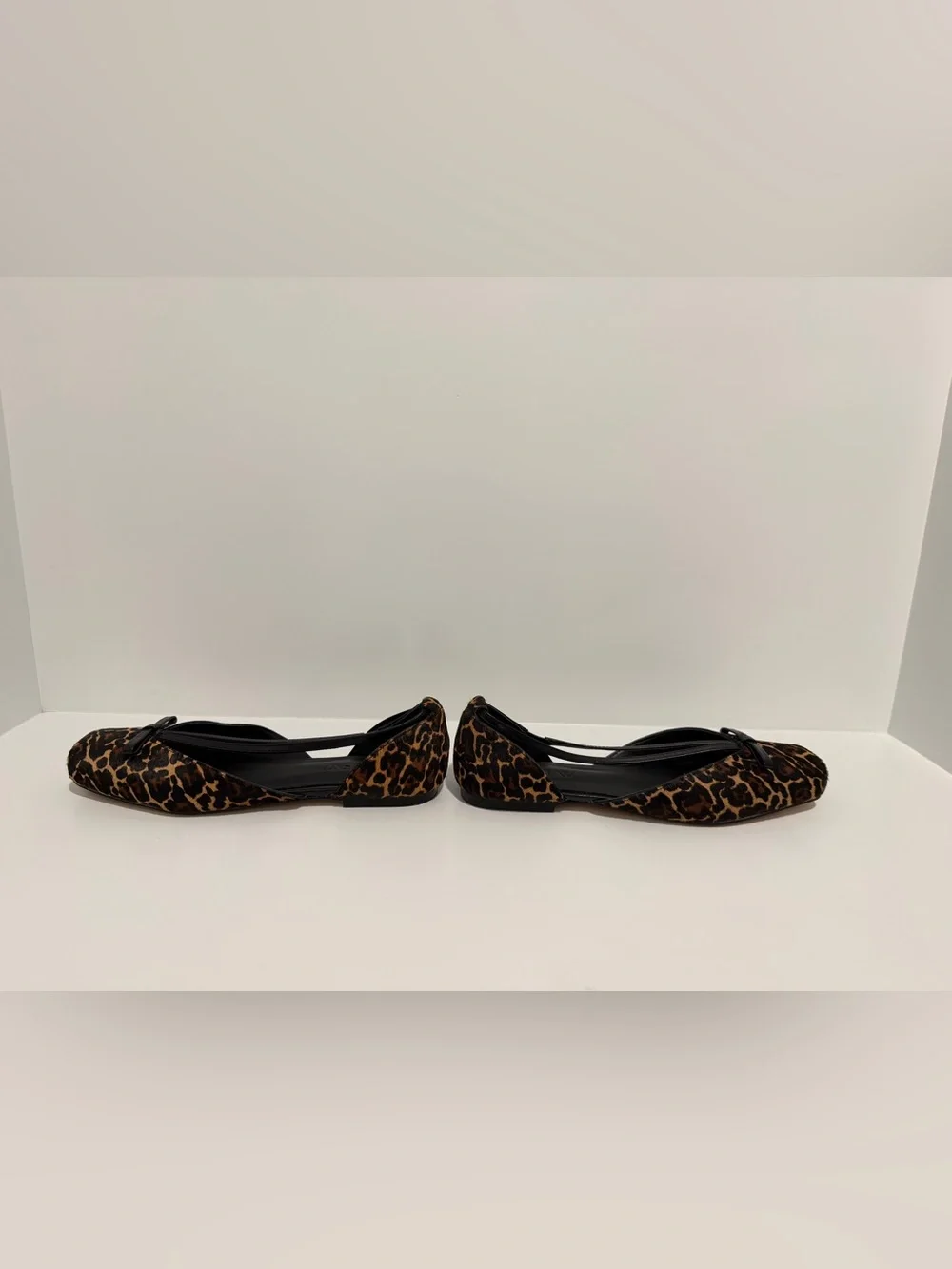 NEW J.Crew Quinn Cutout Ballet Flats in Leopard print Calf hair size 8 CP062